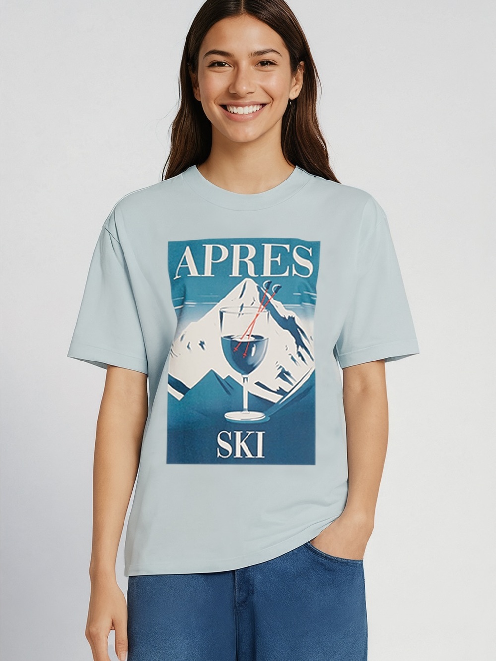 Wildfox Apres Ski Graphic Tee - Light Blue/ S / NWT / 22”-ptp